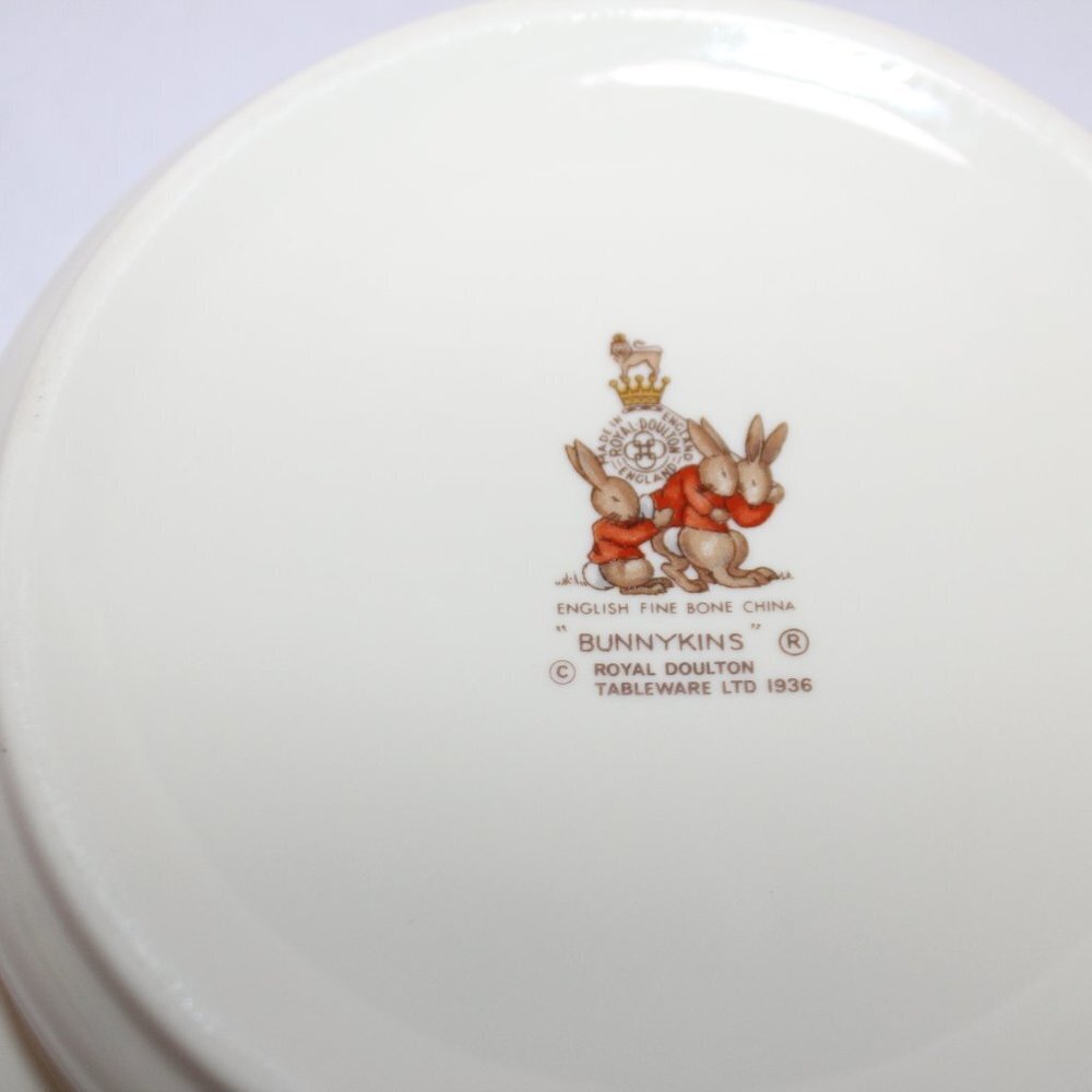 Vintage 1936 Royal Doulton “Bunnykins” Bowl/Cup Set Fine Bone China - Picture 12 of 16